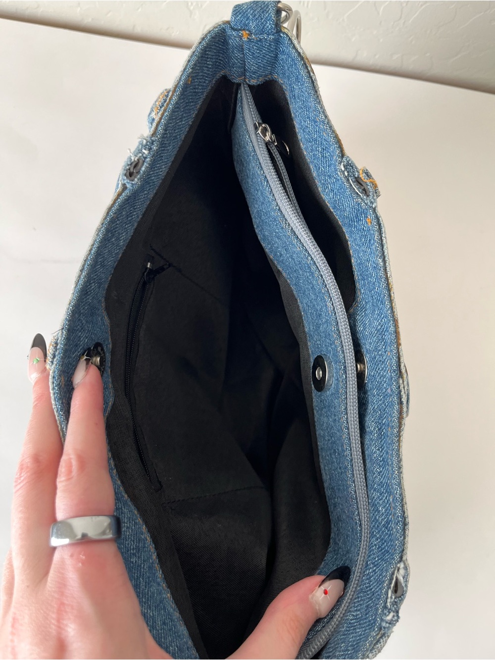 Handmade Wrangler Fringe Western Denim Shoulder Bag Purse - Picture 5 of 8